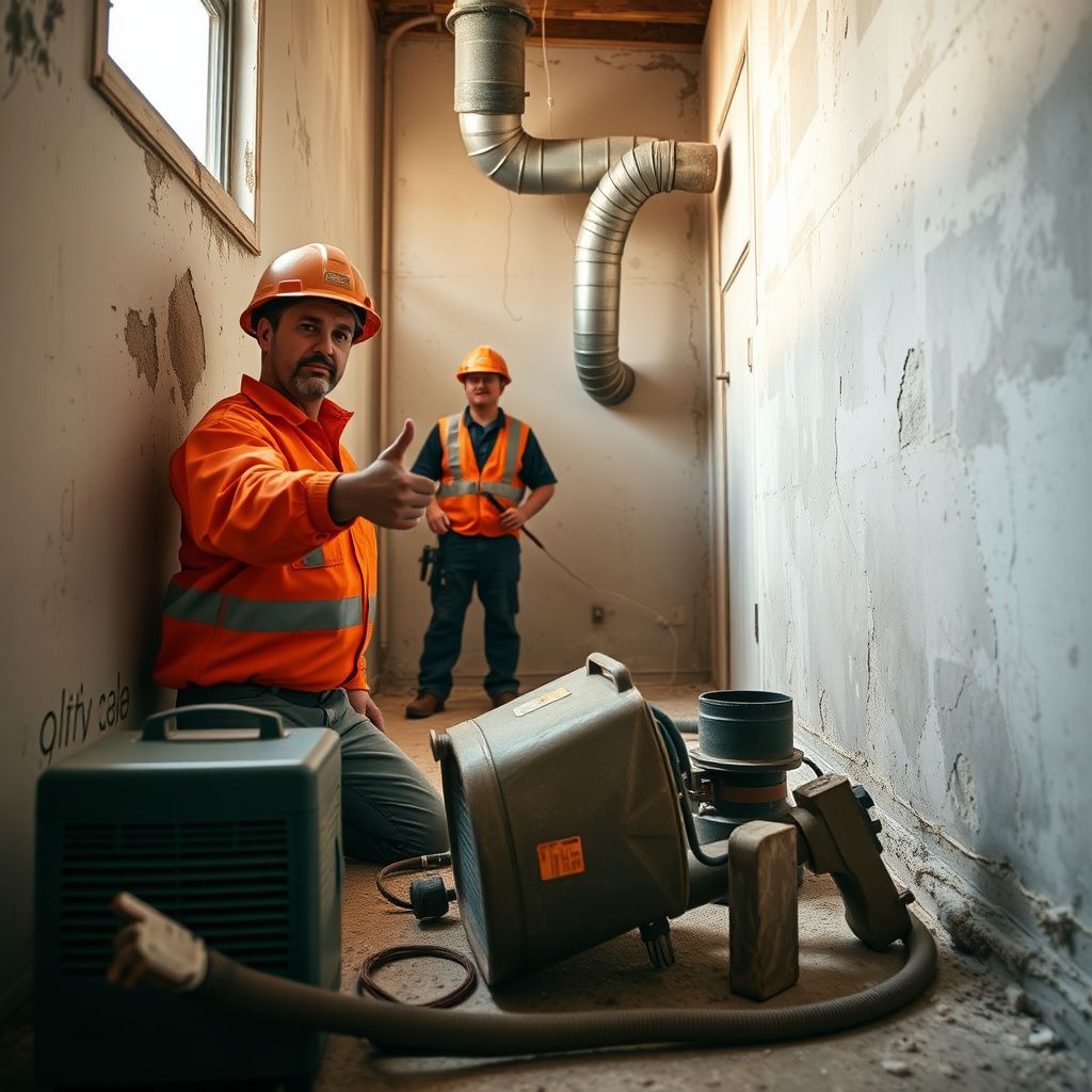 A Coastal Pro Mold Removal technician explaining the remediation process to a Gustine homeowner, pointing to a moisture reading on a device.